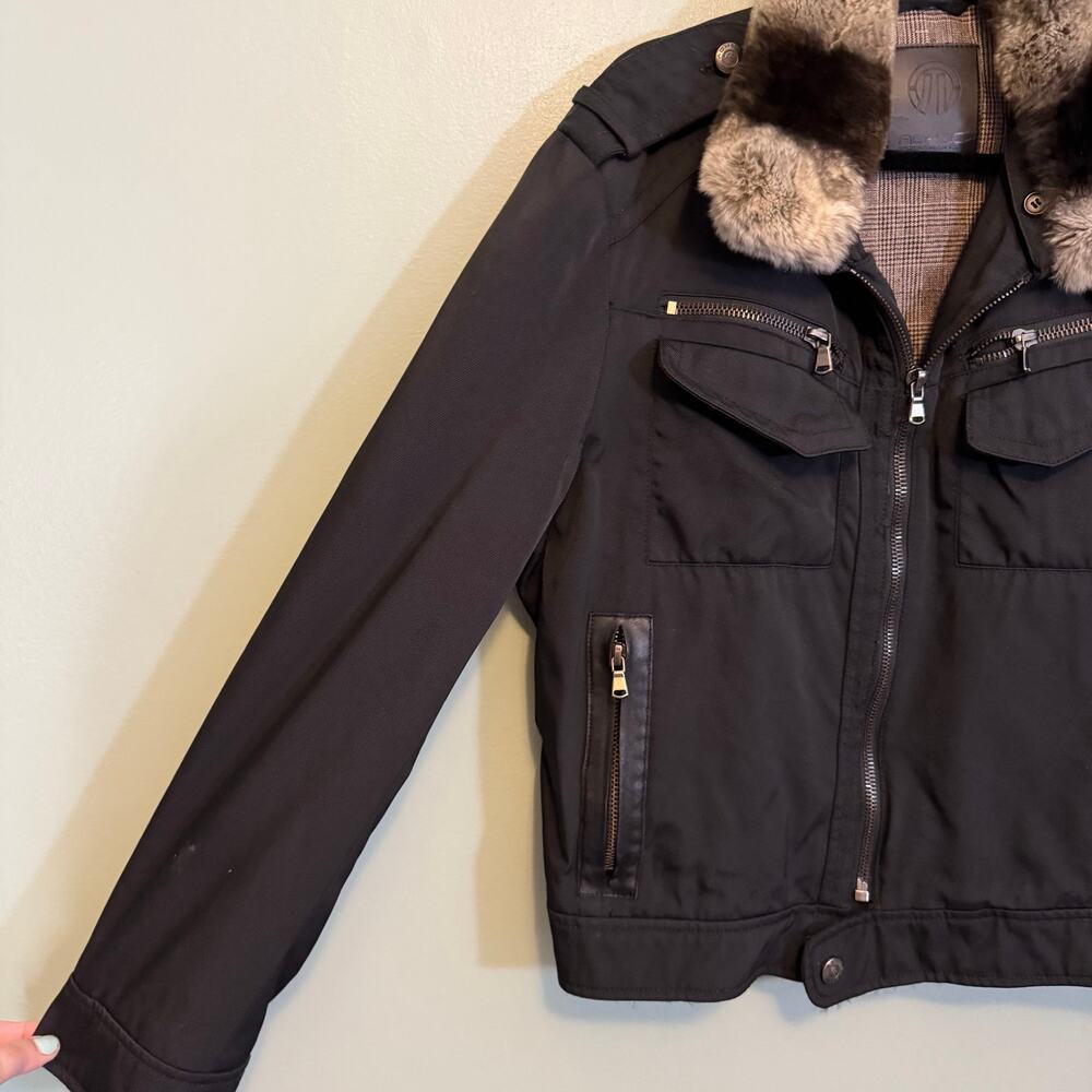 Adhoc Sport Utility Jacket Mens L/Xl Black Fur Collar Pockets Full Zip Outdoor View 4